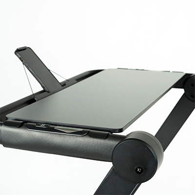 Close-up of the BodyMax TM10 Laptop Tray attached to the BodyMax TM10 Walking Pad 