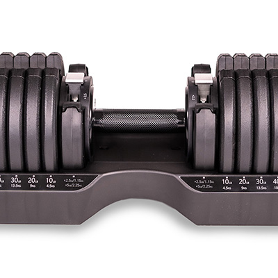 Close up of BodyMax 34 kg Selectabell Adjustable Dumbbell handle area