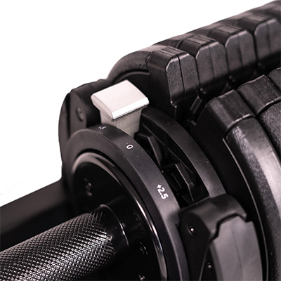 Close up of the BodyMax 25 kg Selectabell Adjustable Dumbbell adjustment dial