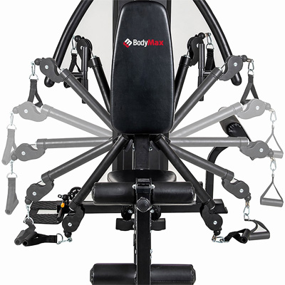 Product image of the BodyMax MG5 showing the various adjustment points on the machine
