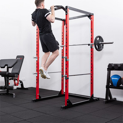 User performing pull-ups on the BodyMax CF375 Power Rack