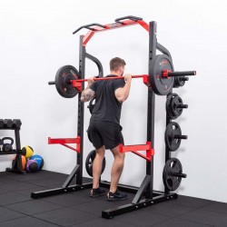 User unracking barbell on the BodyMax CF470 Heavy Half Power Rack
