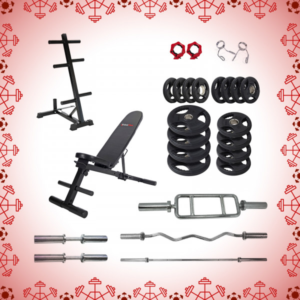 Xmas themed main image showcasing the Jingle Barbell Bundle - Olympic Rubber
