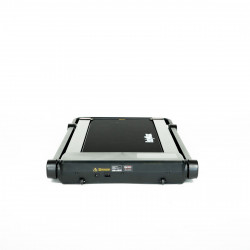 Front view of the BodyMax TM10 Walking Pad folded in walking pad mode