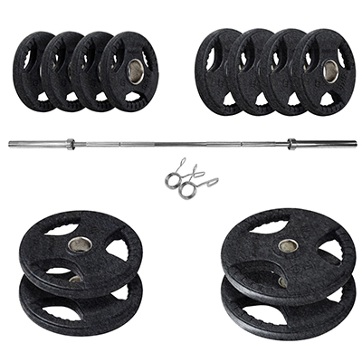 BodyMax Olympic Cast Tri-Grip Weight Kit with 6ft Bar - 70kg / 95kg / 115kg