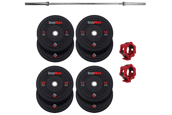 Bodymax Rubber Crumb Bumper Weight Set with Bar - 100/150kg