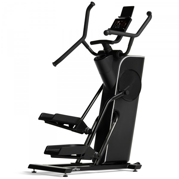 A right-angled perspective of the BowFlex Max Trainer SEi, showing the holder without a tablet