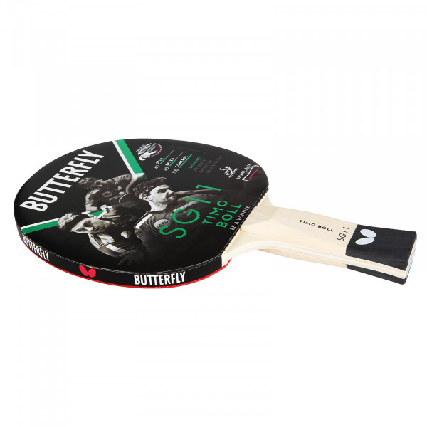 Side angled view of the Butterfly Timo Boll SG11 Table Tennis Bat