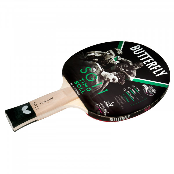 Top-angled view of the Butterfly Timo Boll SG11 Table Tennis Bat