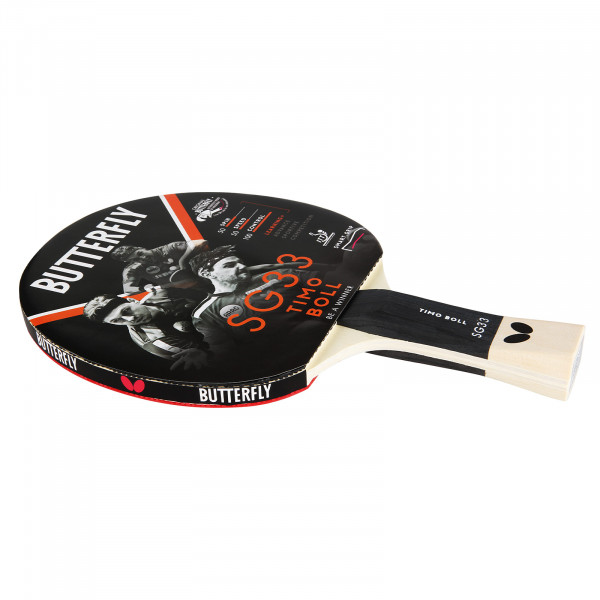 Side angled view of the Butterfly Timo Boll SG33 Table Tennis Bat