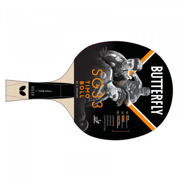 Top view of the Butterfly Timo Boll SG33 Table Tennis Bat