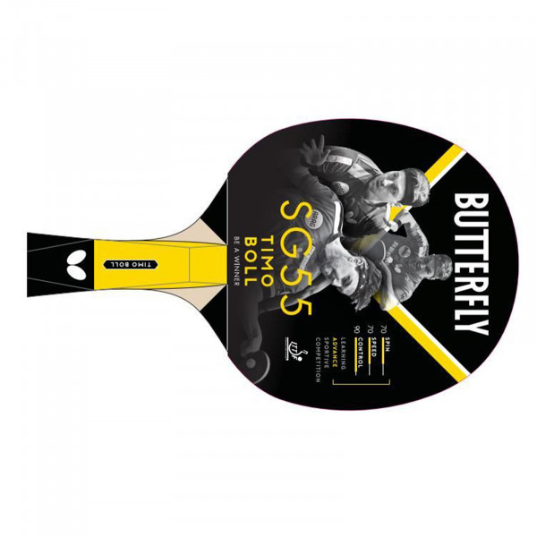 Top view of the Butterfly Timo Boll SG55 Table Tennis Bat