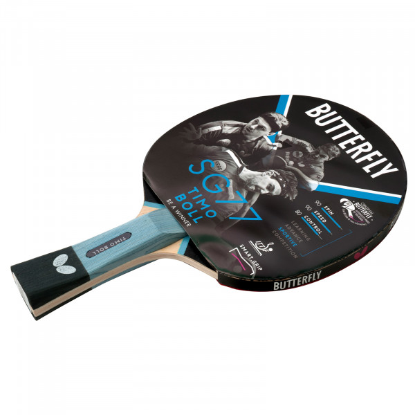 Top-angled view of the Butterfly Timo Boll SG77 Table Tennis Bat