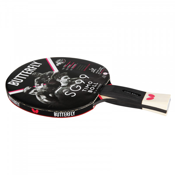Side angled view of the Butterfly Timo Boll SG99 Table Tennis Bat
