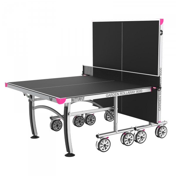 Butterfly Garden Rollaway 8000 Outdoor Table Tennis Table Black - half-closed