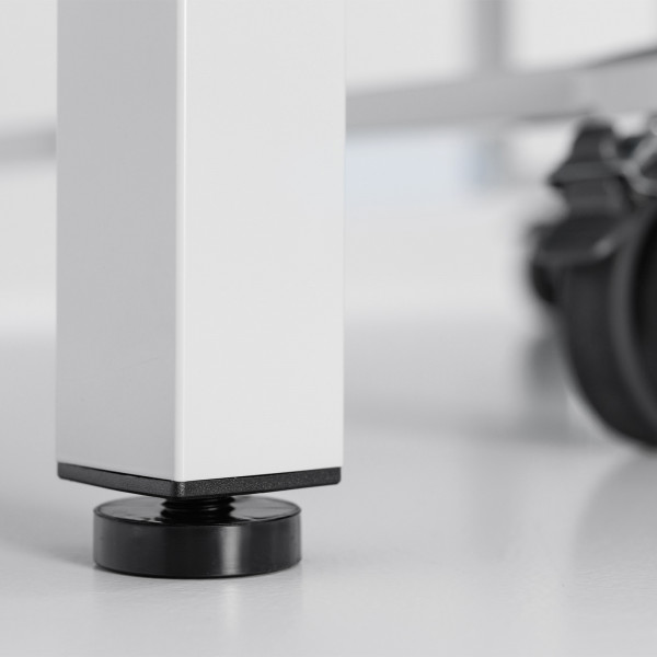 Close-up of the adjustable leg leveller on the Butterfly Centrefold 25 Indoor Rollaway Table Tennis Table in black