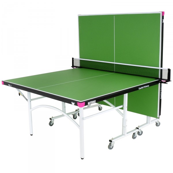 Butterfly Easifold 19 Indoor Rollaway Table Tennis Table Set Green  - half-closed