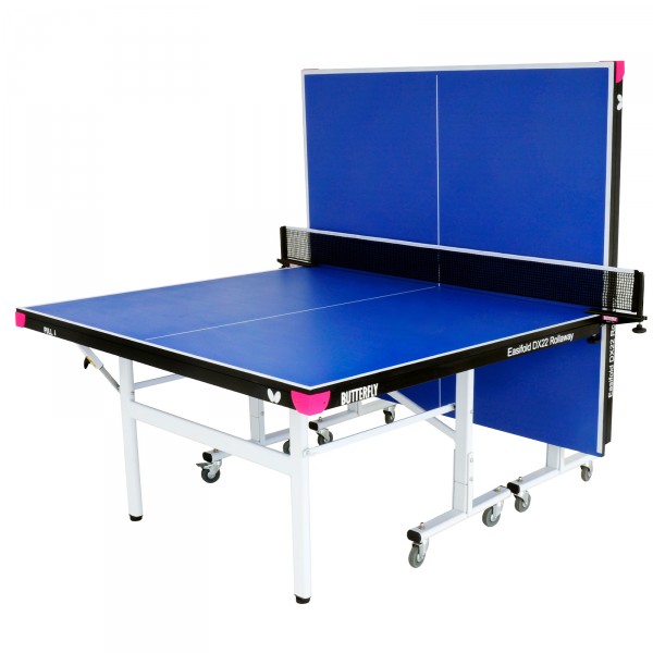 Butterfly Easifold Deluxe 22 Indoor Rollaway Table Tennis Table Blue - half-closed