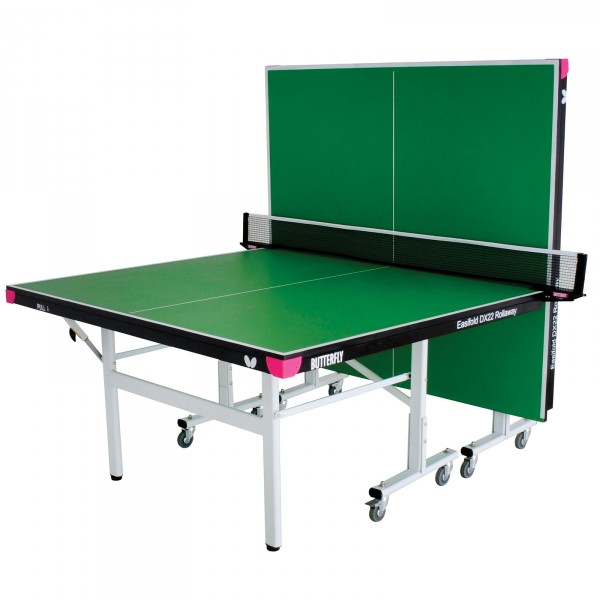 Butterfly Easifold Deluxe 22 Indoor Rollaway Table Tennis Table Green - half-closed
