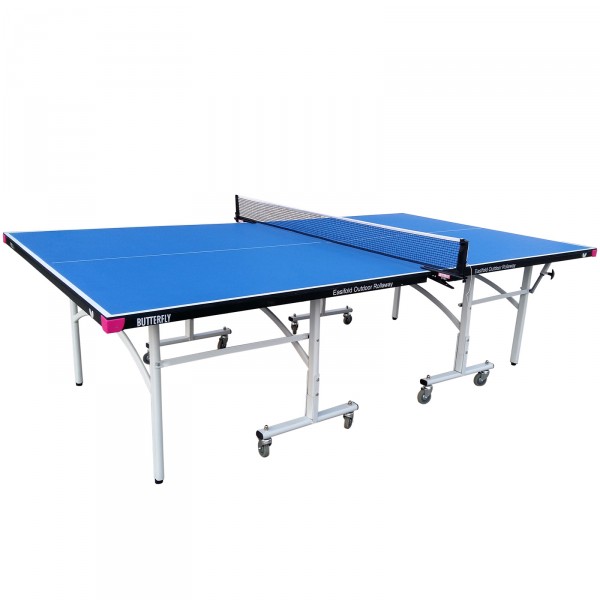 Butterfly Easifold 12 Outdoor/Indoor Rollaway Table Tennis Table Blue - full view