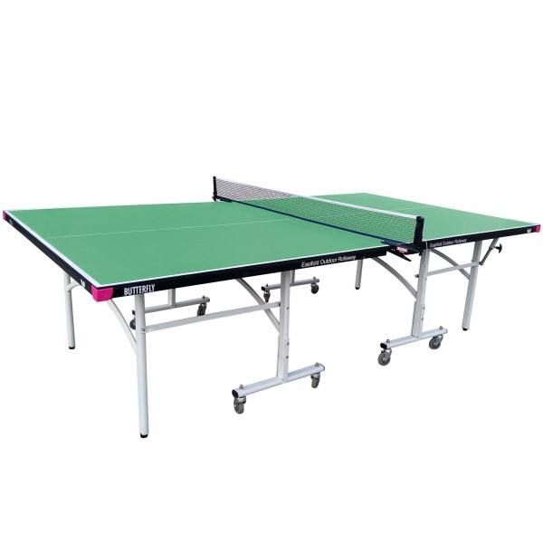 Butterfly Easifold 12 Outdoor/Indoor Rollaway Table Tennis Table Green - full view