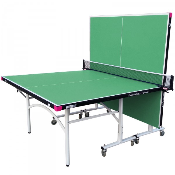 Butterfly Easifold 12 Outdoor/Indoor Rollaway Table Tennis Table Green - half-closed