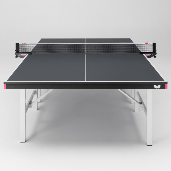 Player view of the Butterfly Europa 25 Indoor Table Tennis Table in black with net