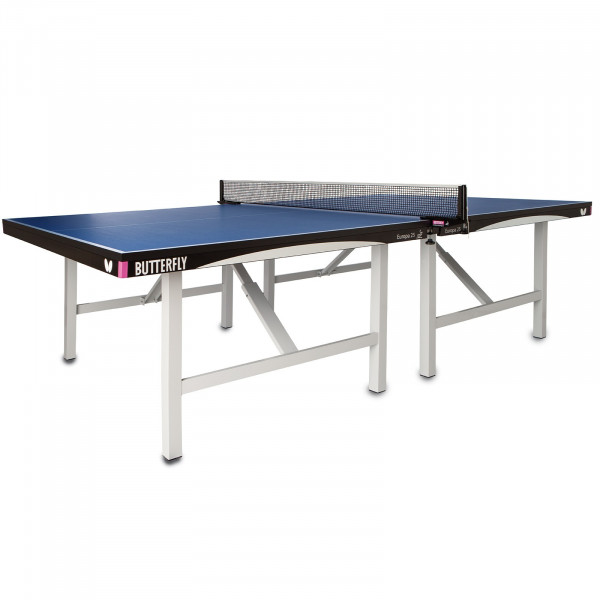Top-angled view of the Butterfly Europa 25 Indoor Table Tennis Table in blue