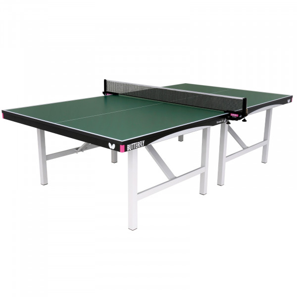 Top-angled view of the Butterfly Europa 25 Indoor Table Tennis Table in green
