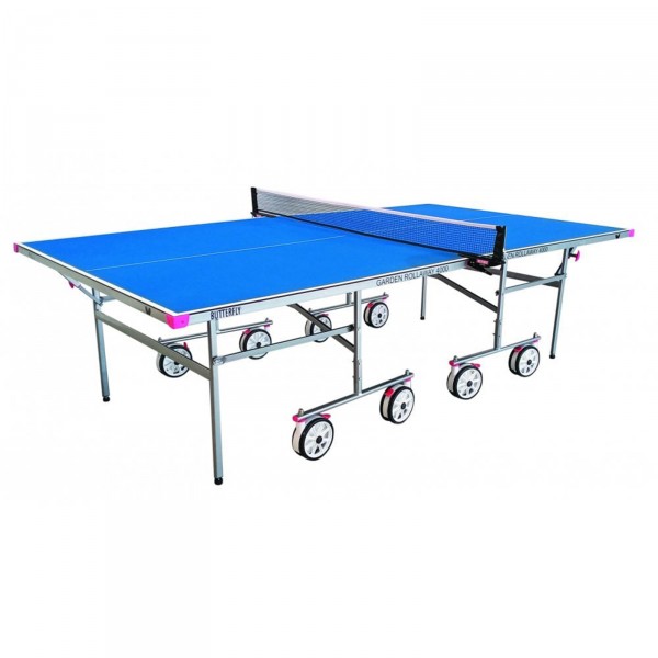 Butterfly Garden Rollaway 4000 Outdoor Table Tennis Table Blue - full view