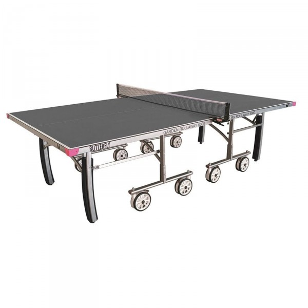 Butterfly Garden Rollaway 6000 Outdoor Table Tennis Table Grey - full view