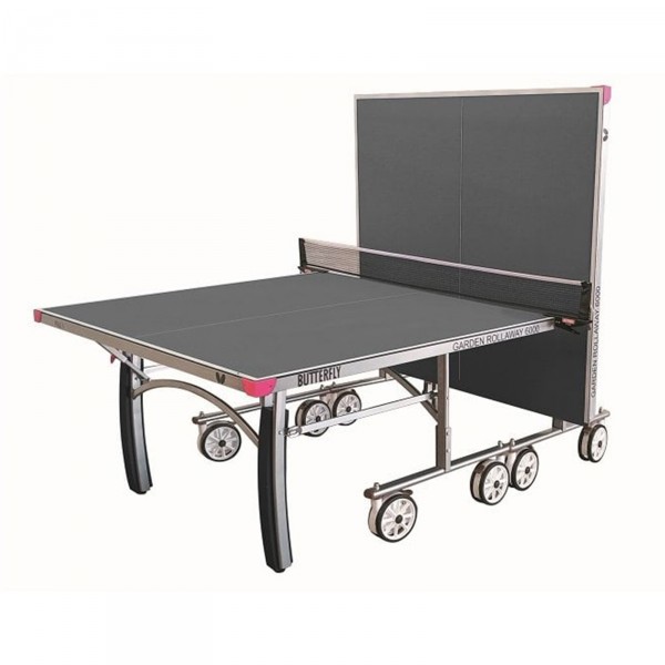 Butterfly Garden Rollaway 6000 Outdoor Table Tennis Table Grey - half-closed