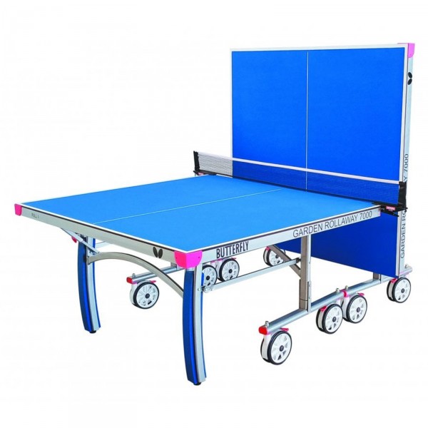 Butterfly Garden Rollaway 7000 Outdoor Table Tennis Table Blue - half-closed