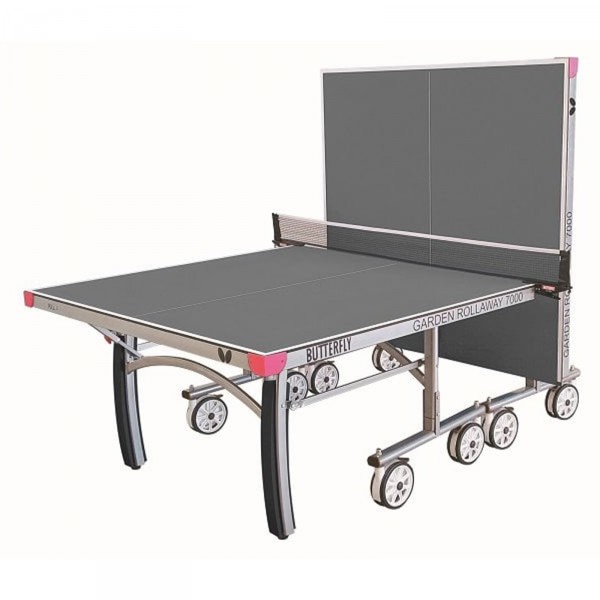 Butterfly Garden Rollaway 7000 Outdoor Table Tennis Table Grey - half-closed