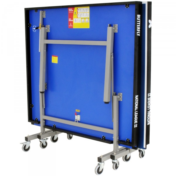 Butterfly National League 22 Indoor Rollaway Table Tennis Table Blue - folded