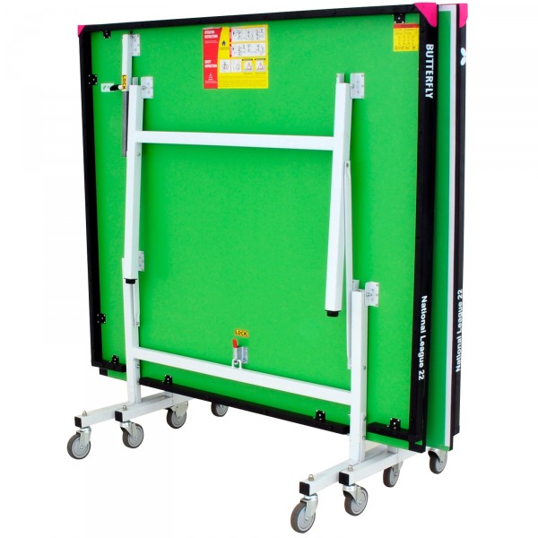 Butterfly National League 22 Indoor Rollaway Table Tennis Table Green - folded