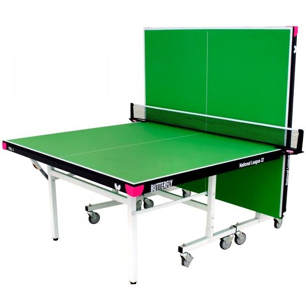Butterfly National League 22 Indoor Rollaway Table Tennis Table Green - half-closed