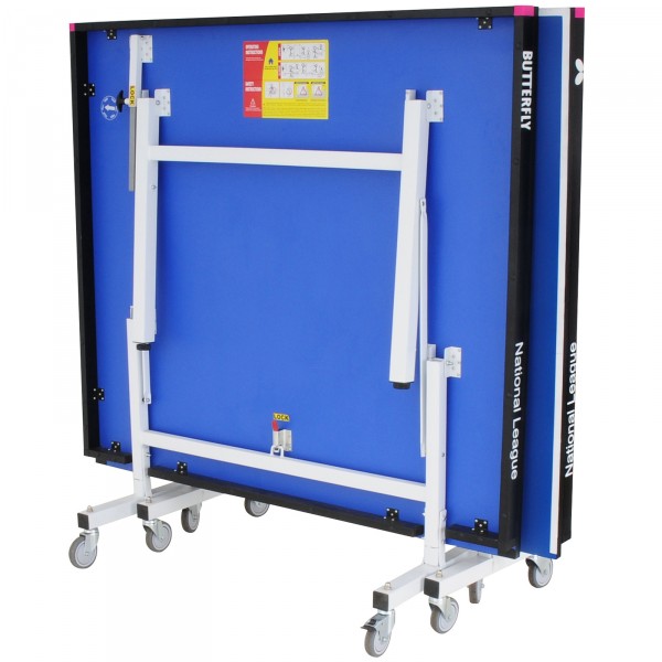 Butterfly National League 25 Indoor Rollaway Table Tennis Table Blue - folded