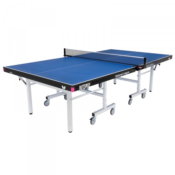 Butterfly National League 25 Indoor Rollaway Table Tennis Table Blue - full view