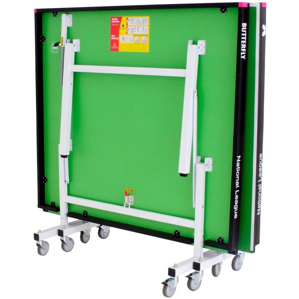Butterfly National League 25 Indoor Rollaway Table Tennis Table Green - folded
