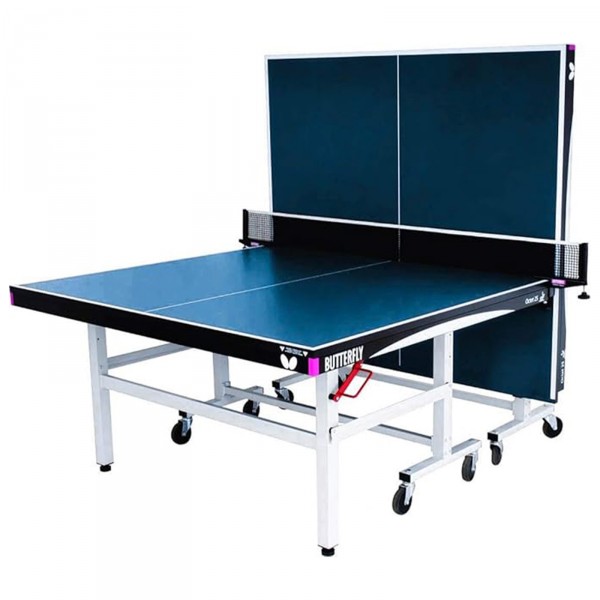 Butterfly Octet 25 Indoor Rollaway Table Tennis Table Blue - half-closed