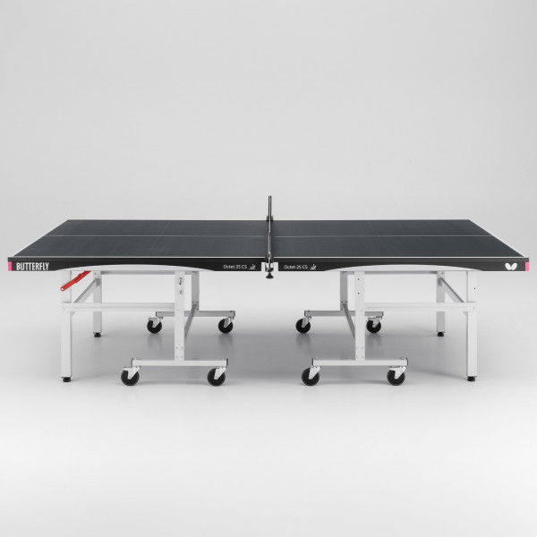 Front view of the Butterfly Octet 25 Indoor Rollaway Table Tennis Table in black