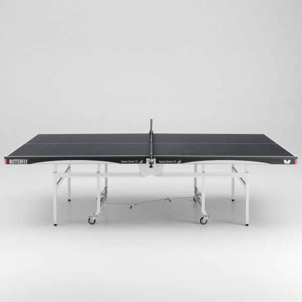 Front view of the Butterfly Space Saver 22 Indoor Rollaway Table Tennis Table in black