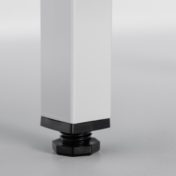 Close-up of the adjustable leg leveller on the Butterfly Space Saver 22 Indoor Rollaway Table Tennis Table in black