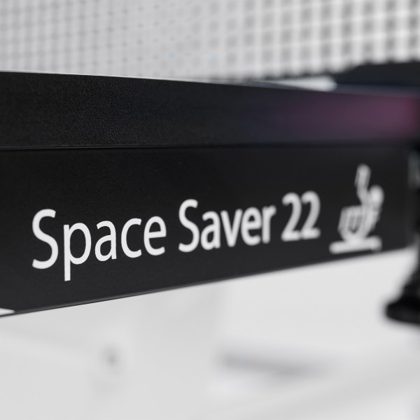 Close-up of the side panel on the Butterfly Space Saver 22 Indoor Rollaway Table Tennis Table in black