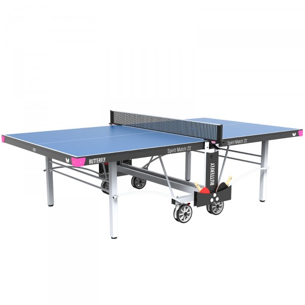 Butterfly Spirit Match 22 Indoor Rollaway Table Tennis Table Blue - full view