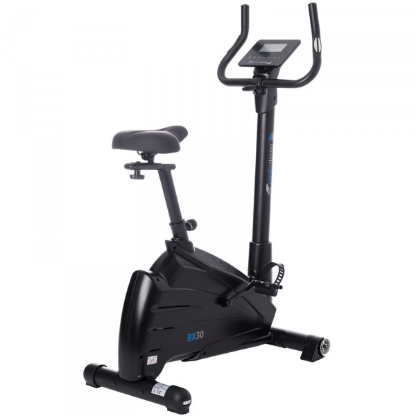 Right-angled view of the cardiostrong BX30 Upright Exercise Bike.
