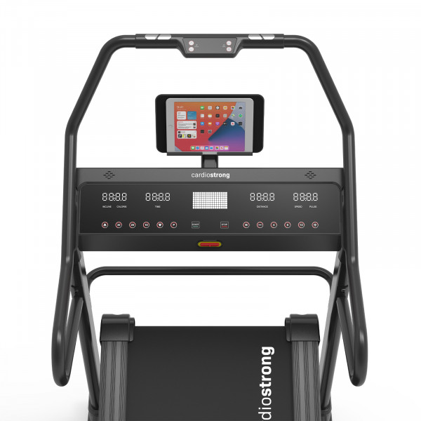 A product image of the cardiostrong IT70 Incline Treadmill console