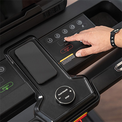 Close-up of speed controls on the cardiostrong TX30 Treadmill