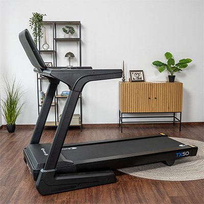 Front right view of the cardiostrong TX50 Treadmill. 
